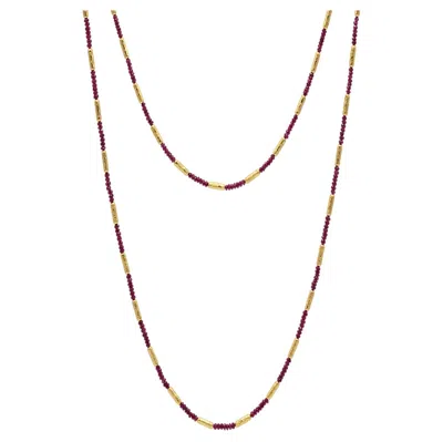 Pre-owned Gurhan 24k Yellow Gold Ruby & Hammered Vertigo Bead Necklace � Luxury