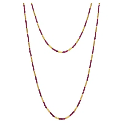Pre-owned Gurhan 24k Yellow Gold Ruby Bead Necklace By , 23.90 Carats