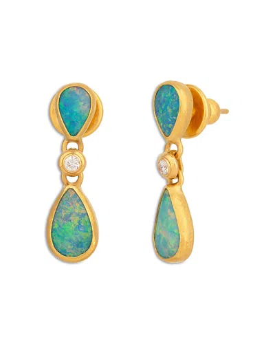 Gurhan 24k Yellow Gold Rune Opal & Diamond Drop Earrings