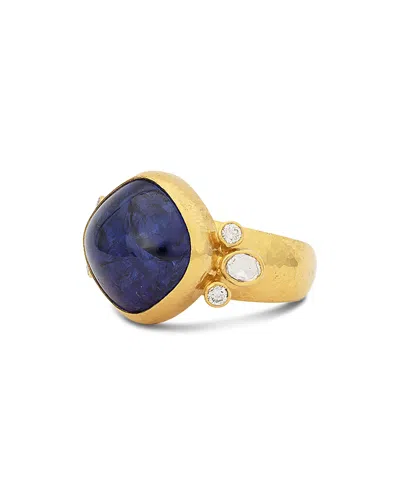 Gurhan 24k Yellow Gold Rune Tanzanite & Diamond Statement Ring In Blue/gold