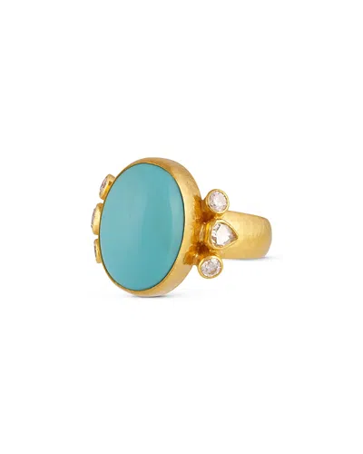 Gurhan 24k Yellow Gold Rune Turquoise & Diamond Cocktail Ring