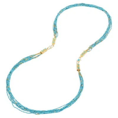 Pre-owned Gurhan 24k Yellow Gold Turquoise, Opal & Diamond Multi-strand Necklace