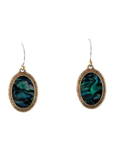 Pre-owned Gurhan Abalone & Glass Doublet Drop Earrings In Multicolor