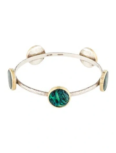 Pre-owned Gurhan Abalone & Resin Station Bangle Bracelet, 8" In Multi