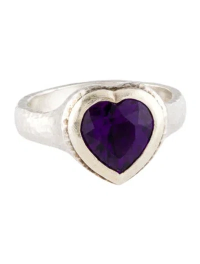 Pre-owned Gurhan Amethyst Hammered Cocktail Ring In Multi