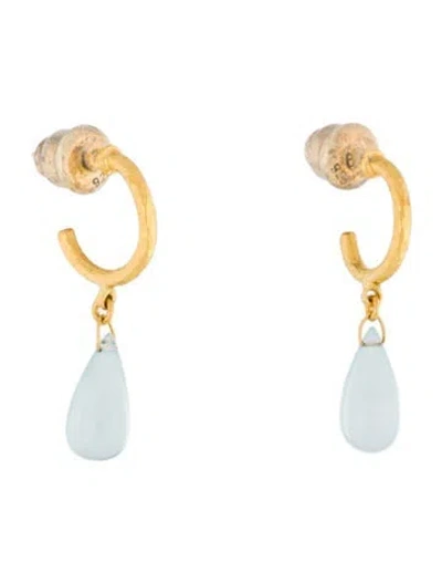 Pre-owned Gurhan Aquamarine Delicate Dew Drop Earrings In Multi