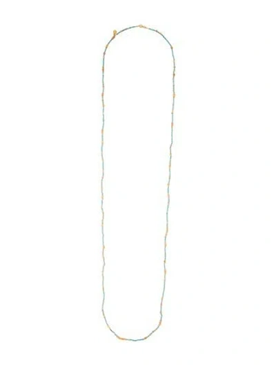 Pre-owned Gurhan Blue Stone & Sapphire Bead Necklace, 51" In Multi