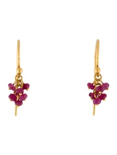 Pre-owned Gurhan Boucle Glass Filled Ruby Drop Earrings In Multi