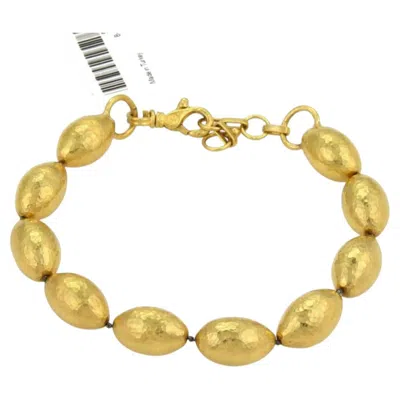 Pre-owned Gurhan Cocoon 24k Gold Hand Hammered Beaded Bracelet In Multi