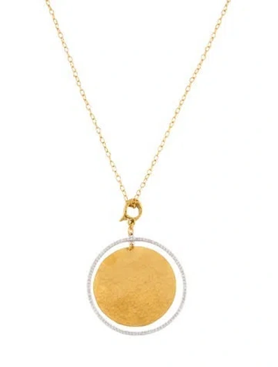 Pre-owned Gurhan Diamond Round Pendant Necklace, 18" In Multicolor