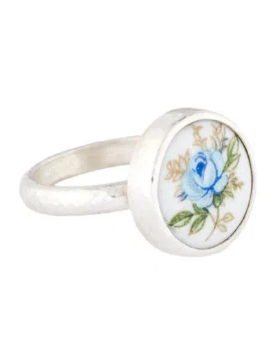Pre-owned Gurhan Enamel Flower Cocktail Ring In Multi
