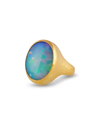 Gurhan Gorhan 24k Yellow Gold Rune Oval Ethiopian Opal Statement Ring
