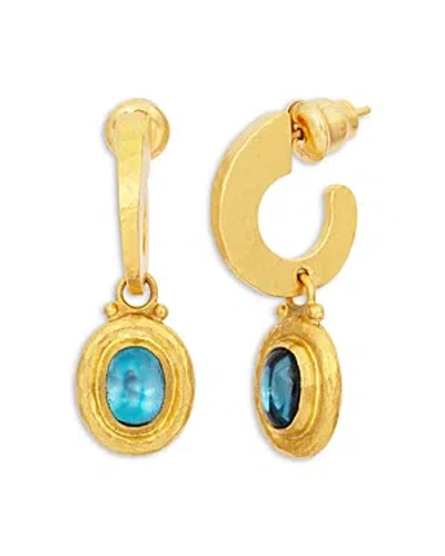 Gurhan Muse London Blue Topaz One Of A Kind Drop Earrings In 24k Yellow Gold In Blue/gold