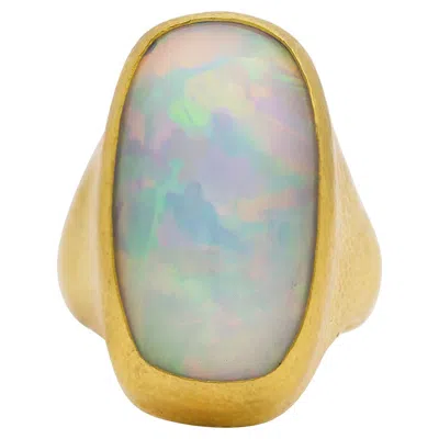 Pre-owned Gurhan One Of A Kind 24k Yellow Gold & Ethiopian Opal Ring Crafted By