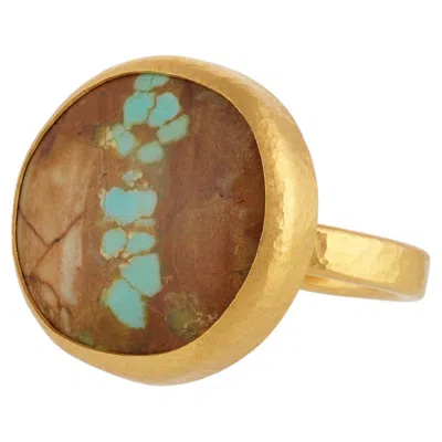 Pre-owned Gurhan One-of-a-kind 24k/22k Gold Number Eight Turquoise Ring In Multiple