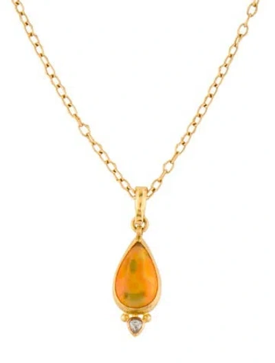 Pre-owned Gurhan Opal & Diamond Pendant Necklace, 18" In Multicolor