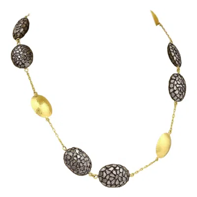 Pre-owned Gurhan Pastiche Sliced Diamonds 24k Gold & Sterling Station Necklace In Multi