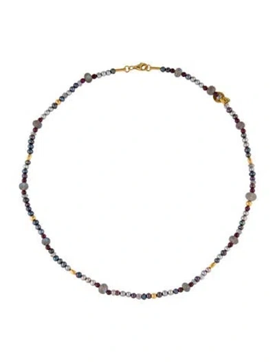 Pre-owned Gurhan Pearl, Labradorite & Garnet Bead Strand Necklace, 16.5" In Multi