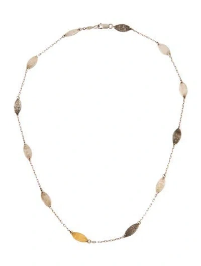 Pre-owned Gurhan Small Willow Leaf Station Necklace, 16" In Multi