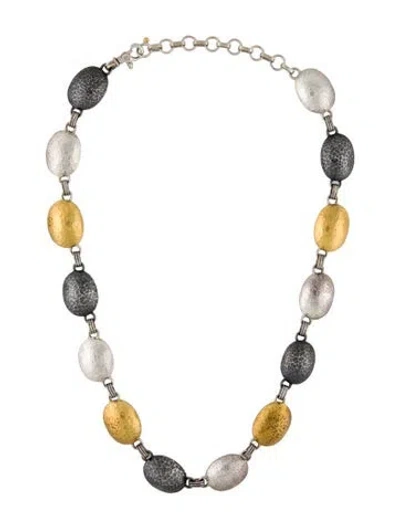 Pre-owned Gurhan Spell Hammered Oval Single-strand Short Necklace, 18.5" In Multi