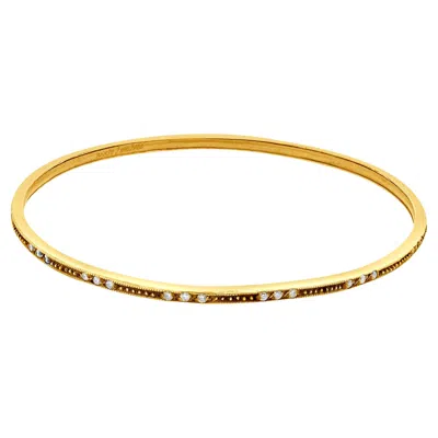 Pre-owned Gurhan Sterling Silver And 24 Karat Yellow Gold Diamond Station Bangle