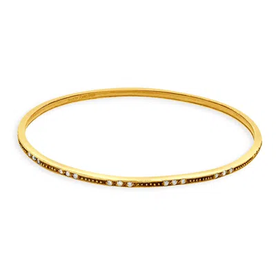 Pre-owned Gurhan Sterling Silver And 24 Karat Yellow Gold Diamond Station Bangle Bracelet