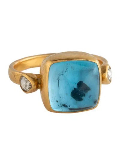 Pre-owned Gurhan Topaz & Diamond Cocktail Ring In Multicolor