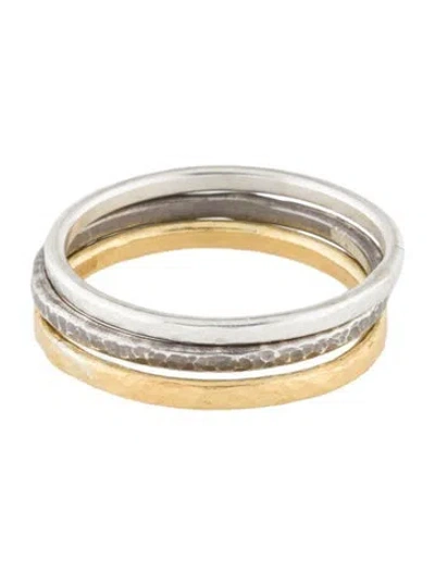 Pre-owned Gurhan Tri-color Hammered Stackable Band Set In Multi