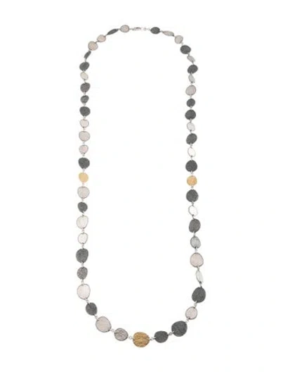Pre-owned Gurhan Tri-tone Hammered Chain Necklace, 39.5" In Multicolor