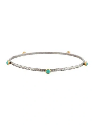 Pre-owned Gurhan Turquoise Skittle Station Bangle Bracelet, 8" In Multi