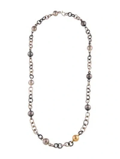 Pre-owned Gurhan Two-tone Balloon Ball Chain Necklace, 31.5" In Multicolor