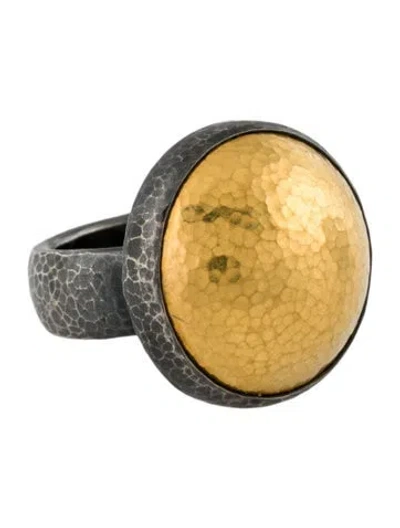 Pre-owned Gurhan Two-tone Blackened Amulet Dome Cocktail Ring In Multicolor