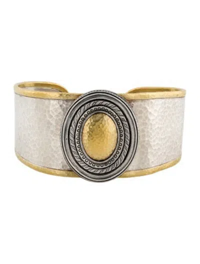 Pre-owned Gurhan Two-tone Cavalier Cuff Bracelet, 7" In Multicolor