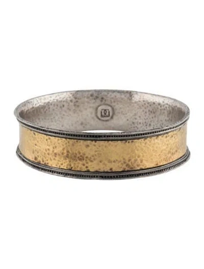 Pre-owned Gurhan Two-tone Hammered Bangle, 8" In Multicolor
