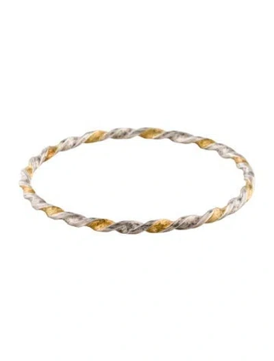 Pre-owned Gurhan Two-tone Midnight Bangle Bracelet, 8" In Multi