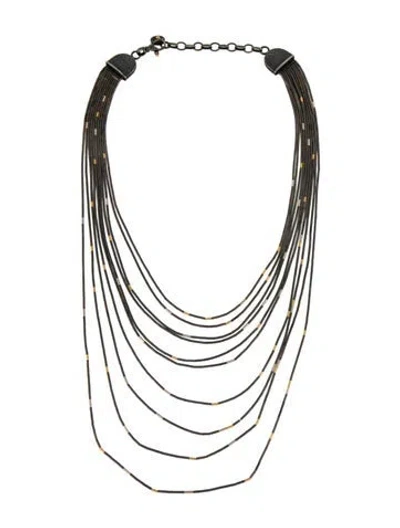 Pre-owned Gurhan Two-tone Multistrand Bead Necklace, 17" In Multicolor