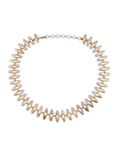 Pre-owned Gurhan Two-tone Sunflower Seed Hammered Necklace, 19" In Multi