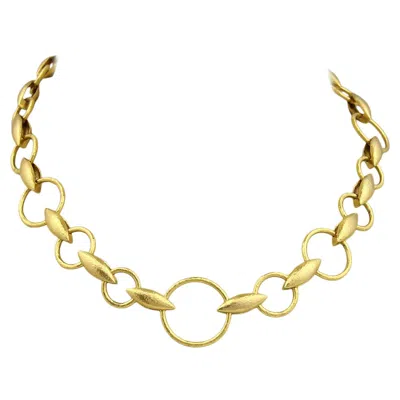Pre-owned Gurhan Wheatla 24k Gold Hammered Circles & Wheat Link Necklace In Multi