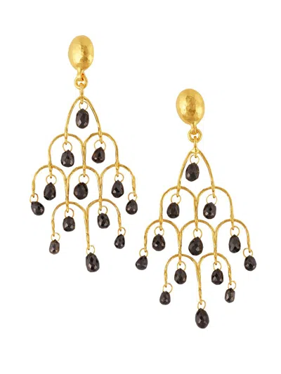 Gurhan Women's Dew 22k & 24k Yellow Gold & 8.70 Tcw Black Diamond Chandelier Earrings
