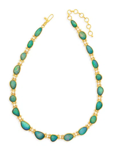 Gurhan Women's Elements 22k & 24k Yellow Gold, Ethiopian Opal & 3.30 Tcw Diamond Necklace In Green