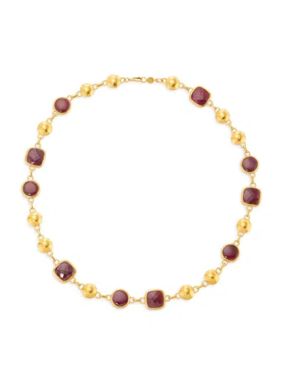 Gurhan Women's Lentil Hue Storm Short 24k Yellow Gold & Ruby Station Necklace