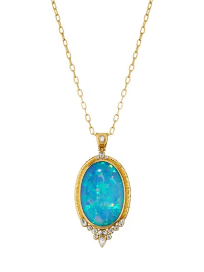 Gurhan Women's Muse 24k Yellow Gold, Ethiopian Opal & 3.28 Tcw Diamond Pendant Necklace In Blue