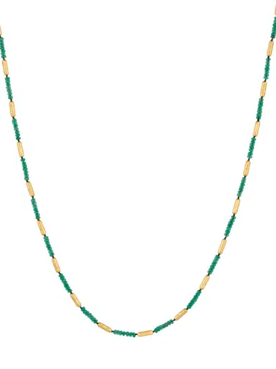 Gurhan Vertigo 24k Yellow Gold Emerald (8.45 Ct. T.w.) Single Strand Necklace, 16 In Green/yellow