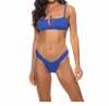 Guria Beachwear Draped Side High Leg Bikini Bottom In Indigo In Blue