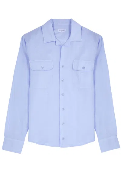 Gusari Safari Linen Shirt In Blue