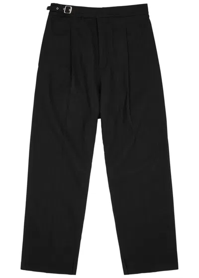 Gusari St Tropez Wide-leg Linen Trousers In Black
