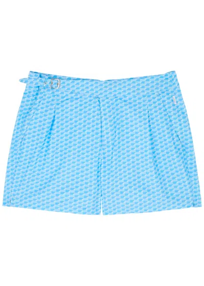 Gusari The London Printed Shell Swim Shorts In Blue