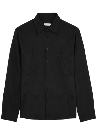 Gusari Utility Linen Shirt In Black