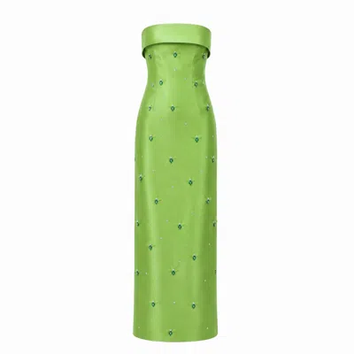 Gushka Women's Lime Pistachio Green Embellished Column Gow