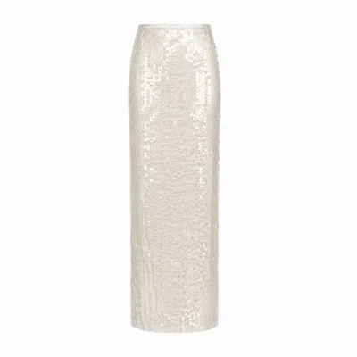 Gushka Women's White Ivory Sequined Maxi Skirt In Multi